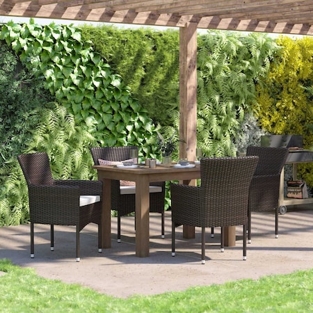 Flash Furniture Espresso Wicker Patio Chairs & Cream Cushions, PK 4 4-TW-3WBE074-BR-GG